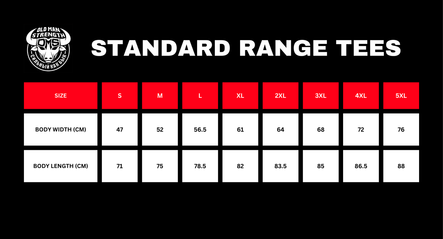 Old Man Strength Standard Range - Maroon & Yellow T-Shirt