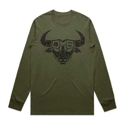 Old Man Strength Original Range Long Sleeve T-Shirt - Words Army Green