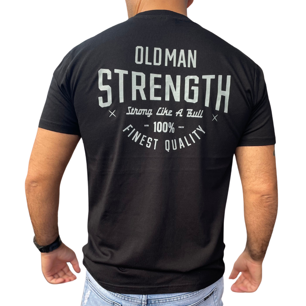 Old Man Strength T-Shirt - Gunmetal on Navy